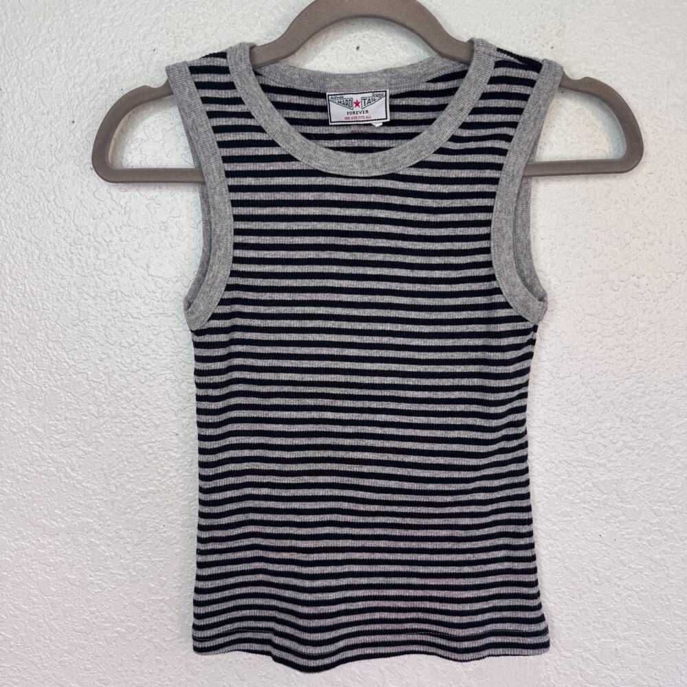Hard Tail Forever Y2K Tank Top Women One Size Ribbed Stripe Knit USA Cotton